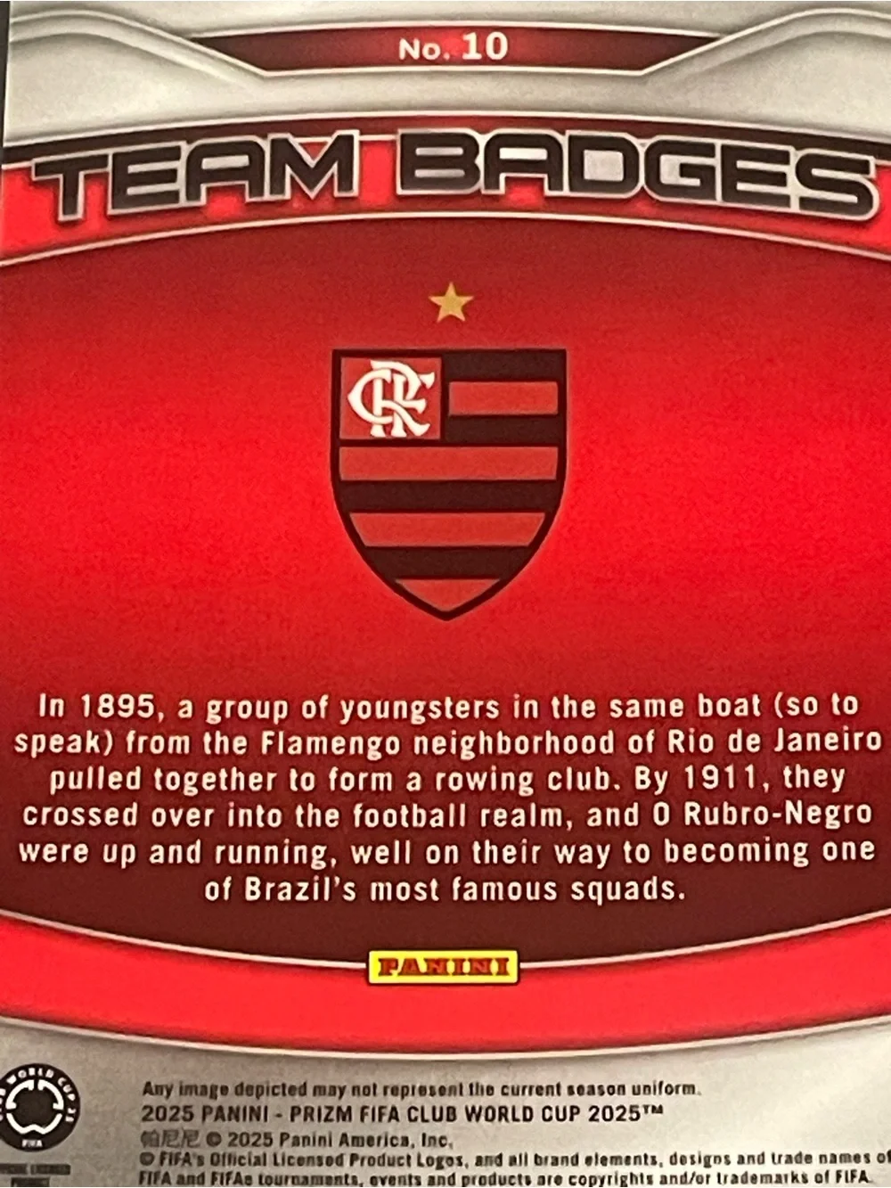 Panini Prizm 2025 FIFA Club World Cup Team Badges Flamengo Insert #10 Card